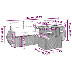 vidaXL Salon de jardin avec coussins 5 pcs beige résine tressée pas cher