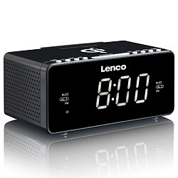 Lenco Radio-réveil FM stéréo avec USB et chargeur de smartphone sans fil Qi CR-550BK Noir