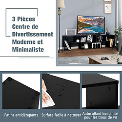 Avis Helloshop26 Meuble tv 3 pièces 139x30x43cm combination libre pour télévision jusqu’à 49 pouces pour salon chambre bureau en MDF noir 20_0004949