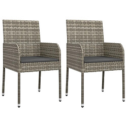 Maison Chic Lot de 2 Chaises de jardin,Fauteuil d'extérieur avec coussins Résine tressée Gris -MN83472