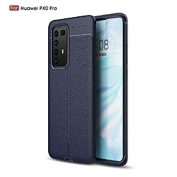 Wewoo Coque Pour Huawei P40 Pro Litchi Texture TPU Antichoc Bleu Marine