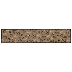 vidaXL Tapis de cuisine lavable imprimé Morning brun 60x300 cm velours