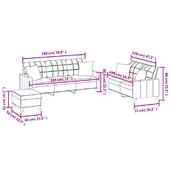 vidaXL Ensemble de canapés 3 pcs et coussins rouge bordeaux similicuir pas cher