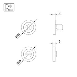 Jeu de 5 kits rosace de condamnation D35mm en zamak nickel satiné pour porte intérieur 1279051 Emuca