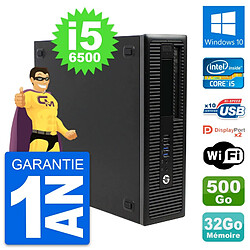 PC HP EliteDesk 800 G2 SFF Intel i5-6500 RAM 32Go Disque 500Go Windows 10 Wifi - Occasion