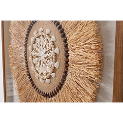 Acheter Pegane Tableau vitrine, sculptés en fibres naturelles et coquillages avec cadre en bois chêne - Longueur 100 x Profondeur 5 x Hauteur 100 cm