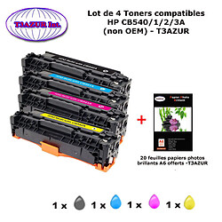 4 Toners génériques HP 125,CB540,1,2,3A pour HP Color LaserJet CM1312 CP1215 CP1515 CP1518 CP1518n+20f papiers photos A6 -T3AZUR