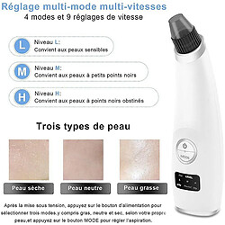 Avis Chrono Aspirateur Points Noirs, HSDOHGY Extracteur de Points Noirs Effet de Chaleur, Appareil de Beauté du Visage Avec écran LED, 5 Sondes et 3 Modes Noirs(Noir)