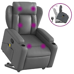 vidaXL Fauteuil inclinable de massage Gris Similicuir