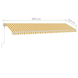 vidaXL Auvent manuel rétractable avec LED 600x350 cm Jaune et blanc pas cher