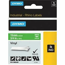 Ruban Laminé pour Etiqueteuses Rhino Dymo ID1-19 19 x 5,5 mm Blanc Vert Autocollants (5 Unités)