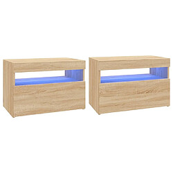 Maison Chic Meubles TV 2 pcs avec lumières LED - Banc TV pour salon Chêne sonoma 60x35x40 cm -MN84867