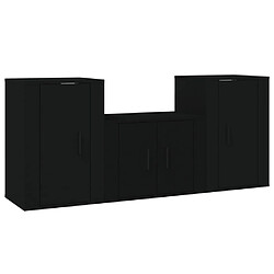 Maison Chic Ensemble de meubles TV 3 pcs pour salon - Noir Bois d'ingénierie -MN60589