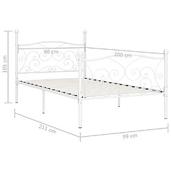 Acheter vidaXL Cadre de lit sans matelas avec sommier à lattes métal 90x200 cm