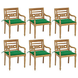 Maison Chic Lot de 6 Chaises Batavia avec coussins | chaises d'extérieur | Fauteuil Relax Bois de teck solide -GKD71116