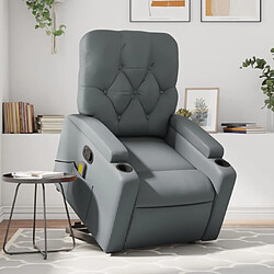 Maison Chic Fauteuil Relax pour salon, Fauteuil inclinable de massage Gris Similicuir -GKD15254