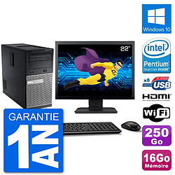 PC Dell 3010 MT Ecran 22" G2020 RAM 16Go Disque Dur 250Go HDMI Windows 10 Wifi - Occasion