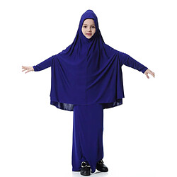 fille musulmane islamique manches longues deux pièces robe de prière abaya bleu m pas cher