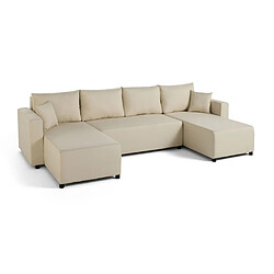 Bestmobilier Regala - canapé panoramique - 7 places - convertible avec coffre - en tissu Regala - canapé panoramique - 7 places - convertible avec coffre - en tissu - Beige