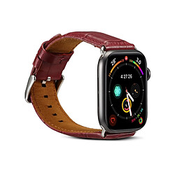 Wewoo Pour Apple Watch Series 5 et 4 40 mm / 3 et 2 et 1 38 mm en cuir de vachette Crocodile Texture Strap Bracelet de montre rouge-brun