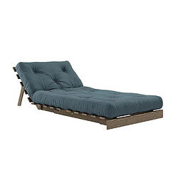 Inside 75 Fauteuil convertible futon ROOTS pin carob brown matelas petrol blue couchage 90 x 200 cm