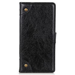 Etui en PU texture nappa, bouton décoratif en laiton, noir pour votre Nokia G300