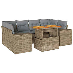 vidaXL Salon de jardin avec coussins 7 pcs beige résine tressée