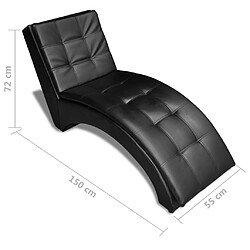 vidaXL Chaise longue avec oreiller Noir Similicuir pas cher