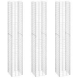 vidaXL Lits surélevés en gabion 3 pcs 30x30x200 cm Fer