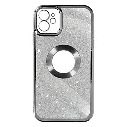 Avizar Coque pour iPhone 12 Paillette Amovible Silicone Gel Série Protecam Spark Argent