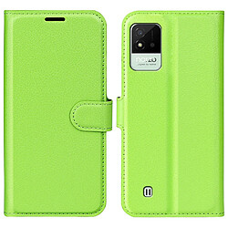 Etui en PU texture litchi avec support, vert pour votre Realme Narzo 50i