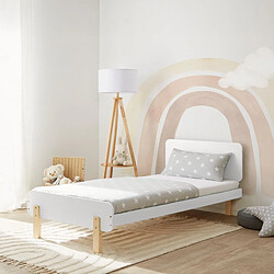 Homestyle4U Lit en bois avec matelas 90x200 blanc