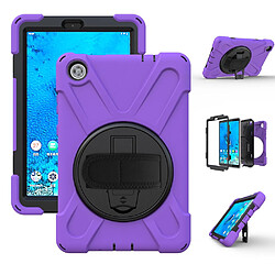 Coque en TPU + Silicone avec béquille pivotante à 360° et bandoulière violet pour votre Lenovo Tab M8 8 TB-8505F/8505X