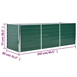 vidaXL Lit surélevé de jardin Acier galvanisé 240x80x77 cm Vert pas cher