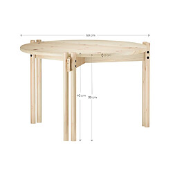 Inside 75 STICKS table basse ronde en pin laqué clair 60x40 cm pas cher