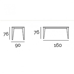 Inside 75 Table repas GEO 6 couverts 160 x 90 x 76 cm pieds chêne plateau verre blanc