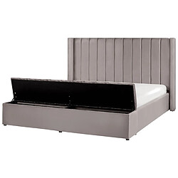 Beliani Lit double en velours gris avec banc coffre 180 x 200 cm NOYERS