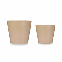 Ibergarden Set de pots 2 Pièces Ø 22 cm Ø 28 cm Beige Argile