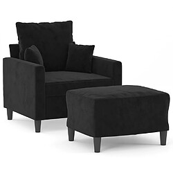 vidaXL Fauteuil avec repose-pied Noir 60 cm Velours