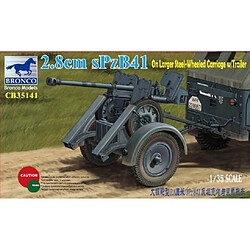 Bronco Models Maquette Canon 2.8cm Spzb41 On Larger Steel-wheeled Carriage W/trailer