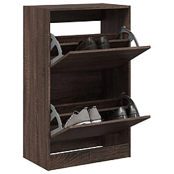 Maison Chic Armoire à chaussures | Meuble de rangement à chaussures Meuble d'Entrée chêne marron 60x34x96,5 cm bois ingénierie -MN30338