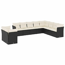 Maison Chic Salon de jardin 10 pcs avec coussins | Ensemble de Table et chaises | Mobilier d'Extérieur noir résine tressée -GKD76045