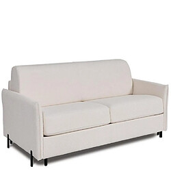 Inside 75 Canapé convertible express 120 LUTECE matelas 20 cm sommier lattes Velours Amore blanc nacre