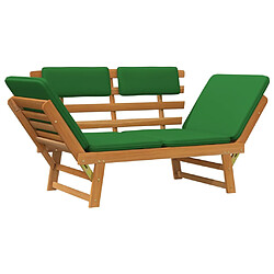 Helloshop26 Banc de jardin meuble de patio d'extérieur 2-en-1 terrasse avec coussins 190 x 68 x 74 cm bois solide d'acacia 02_0011597