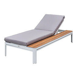 AXI Kira Bain de Soleil avec table en bois / gris | Transat Jardin en aluminium avec dossier réglable - 5 positions | Chaise Longue pour l'extérieur/Le Jardin