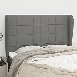 Maison Chic Tête de lit scandinave avec oreilles,meuble de chambre Gris foncé 147x23x118/128 cm Tissu -MN61703