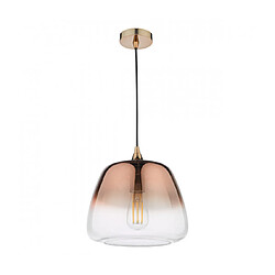 Luminaire Center Suspension Klaxon Verre en cuivre 1 ampoule 28cm