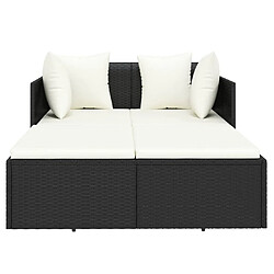 Avis Maison Chic Chaise longue avec coussin | Bain de soleil Relax | Transat noir 182x118x63 cm résine tressée -GKD83674