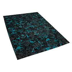 Beliani Tapis en cuir marron et turquoise 140 x 200 cm ATALAN