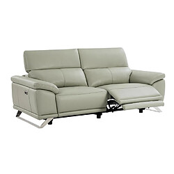 Vente-Unique Canapé 3 places relax électrique en cuir de vachette gris clair AZIDEE II pas cher